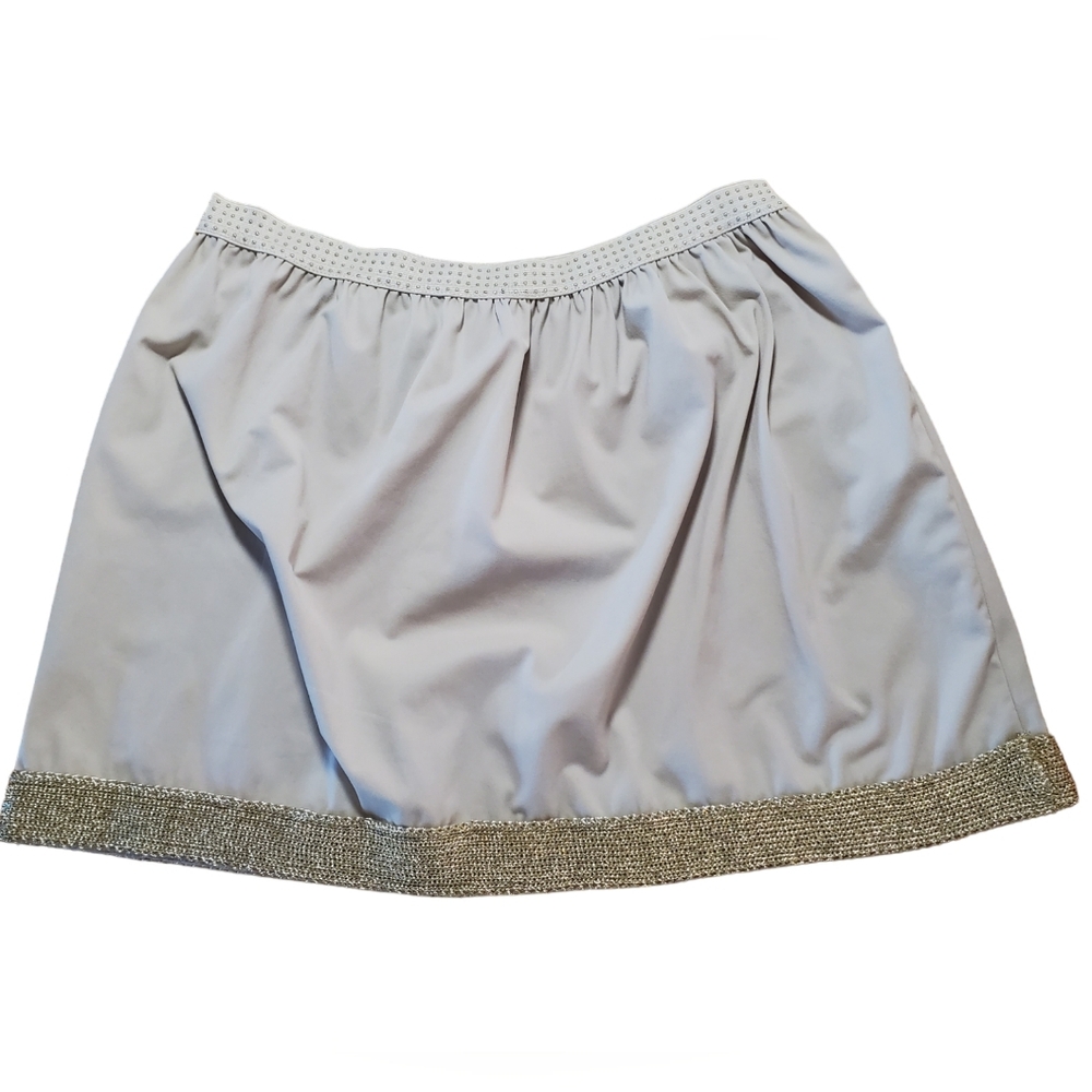 Docei Tan Micro Mini Skirt, Tan With Gold Accents, Size 40 eu or 8 us